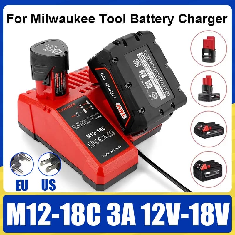 Nahraďte 3A 12V 14V 18V rychlou nabíječku Li-Ion vhodnou pro Milwaukee M12-18C s dvojitým portem a vícenásobným napětím Li-Ion baterie M12 M18
