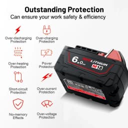 100% nová 18V 8,0Ah baterie pro Milwaukee M18 Li-ion náhradní baterie pro Milwaukee 18V M18 48-11-2830 0730-20 baterie do nářadí - náhled 4