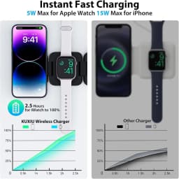 Rychlá bezdrátová nabíječka s magnetickou skládací technologií 3 v 1 pro iPhone 16/15/14/13/12 Apple Watch 10/9/8/7/6/5/4/3/SE Airpods 3/2/Pro - náhled 2