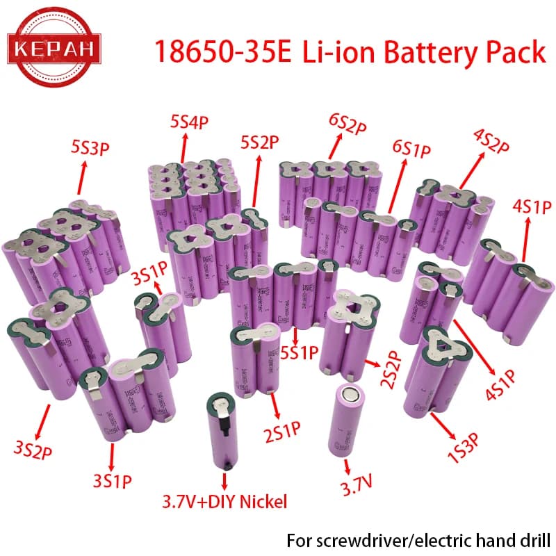 Baterie na míru 5S2P 5S3P 5S4P 6S2P 8,4V 3,7V 10,8V 16,8V 18V 25,2V 18650 35E 3500mAh pro šroubovák, elektrickou vrtačku