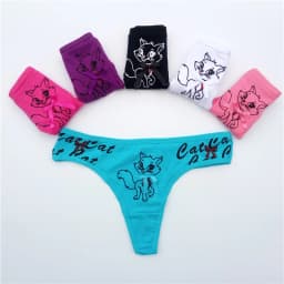 Sexy Fashion Thong kitty Cat Cartoon Print G-strings Girls Briefs Ms. cotton Underwear Women Panties