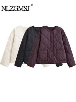 Nlzgmsj Autumn Winter Women's Solid Single-breasted O-Neck Jacket Fashion  Long Sleeve Coat  Street 
