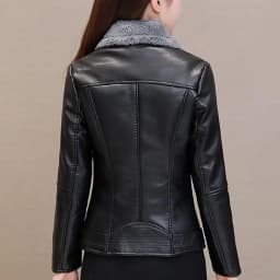 Plyšové klopy z umělé kůže pro ženy, kožená bunda, jaro, podzim, slim fit kardigan, svrchní oblečení, dámská krátká bunda - náhled 5