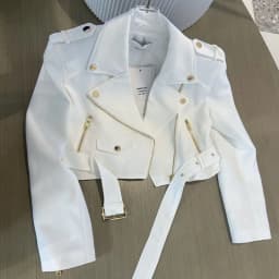 Fashion All-match White Motorcycle Jackets 2026 Spring New Notched Collar Coat Women Y2k Long Sleeve