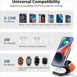 Rychlá bezdrátová nabíječka s magnetickou skládací technologií 3 v 1 pro iPhone 16/15/14/13/12 Apple Watch 10/9/8/7/6/5/4/3/SE Airpods 3/2/Pro - náhled 5