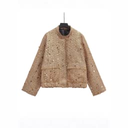 Fashionable Little Black Jacket Pearl Decorated Spring Autumn Design Quilted Women's Short Outerwear