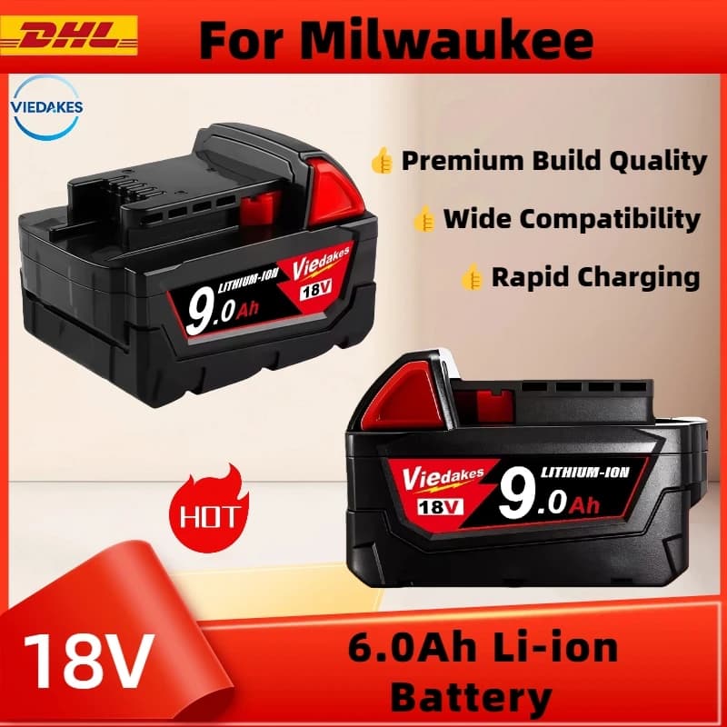 6,0 Ah 9,0 Ah pro baterii Milwaukee M18B5 6 Ah 9 Ah 4811-1850 1815 pro Milwaukee M18 18V lithiová baterie pro nářadí a nabíječka M12-18FC