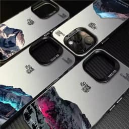 Pouzdro na telefon pro iPhone 16 15 14 Plus 13 12 11 Pro MAX 16E Sněhová horská krajina Západ slunce Pokovení Matný pevný zadní kryt pro iPhone 16 15 14 Plus - náhled 6