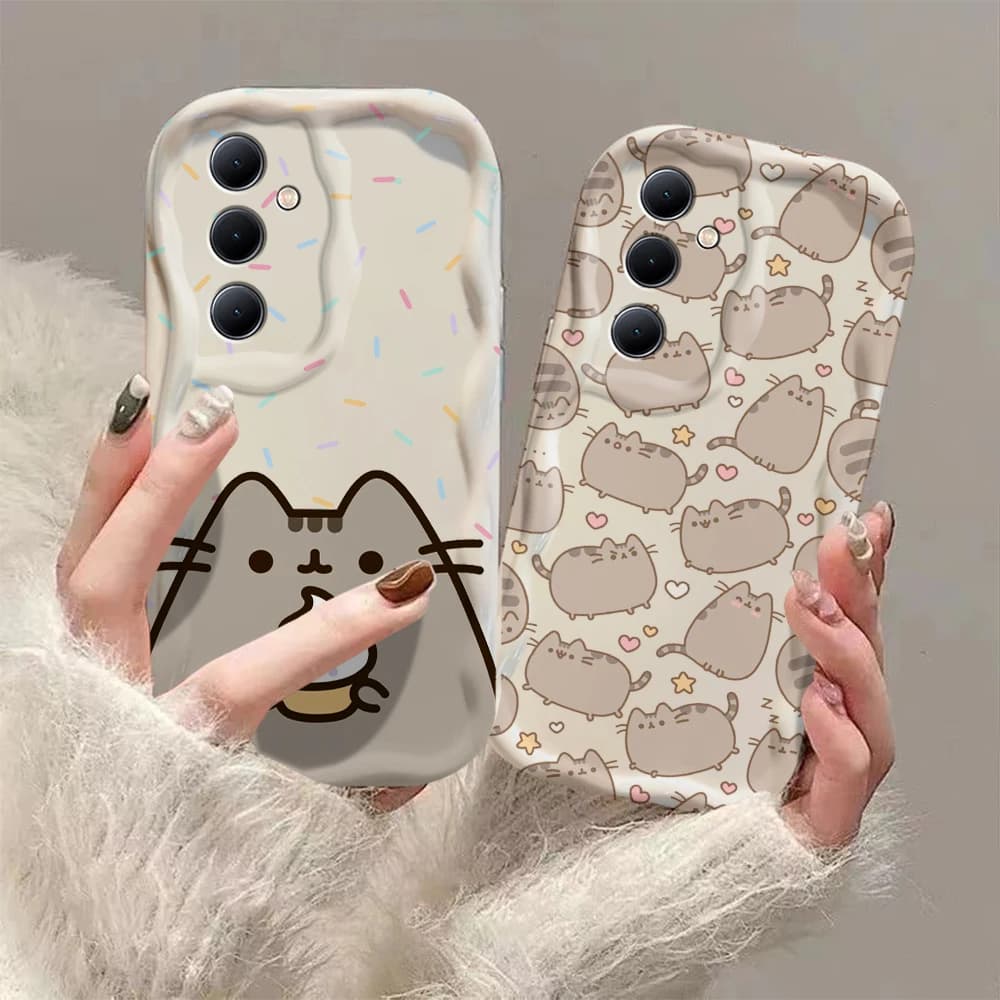 Zábavný kryt Pusheens s kočkou 3D Wave pro Samsung A73 A72 A71 A55 A54 A53 A35 A34 A33 A25 A24 A23 A15 A14 A13 A05 A04 A03 4G 5G