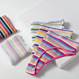 3PCS/Set Women Cotton Half Hip Panties Female Low Waist Underwear Sexy Colorful Rainbow Striped Ling