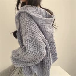 Korejský elegantní pletený svetr kabát ženy podzimní zimní módní pevná mikina s kapucí na zip kardigan dáma ležérní pouliční ležérní styl bunda - náhled 6
