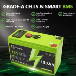 12V lithiová baterie 150Ah LiFePO4 5000+ hlubokých cyklů Vestavěný BMS, životnost 10 let, rádio, kajakový sonar, solární panel, pro UPS - náhled 3