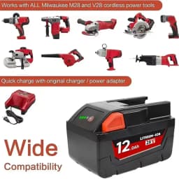 Pro Milwaukee 28V 12.0Ah M28 baterie Li-Ion Náhradní baterie pro Milwaukee 28V M28 48-11-2830 0730-20 Baterie do nářadí - náhled 2