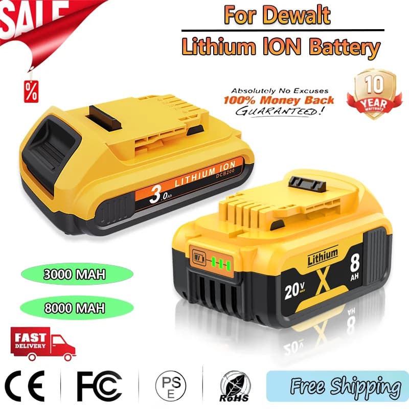 DCB200 Pro 20V Dewalt Baterie Kompatibilní s elektrickým nářadím 18V 8Ah Dobíjecí lithiové baterie pro elektrické nářadí 20V 18V 18V