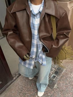 Dámské vintage vínově červené umělé kožené bundy, módní svrchní oblečení, zip na klopě z umělé kůže, podzimní zimní streetwear, dámské krátké topy - náhled 3