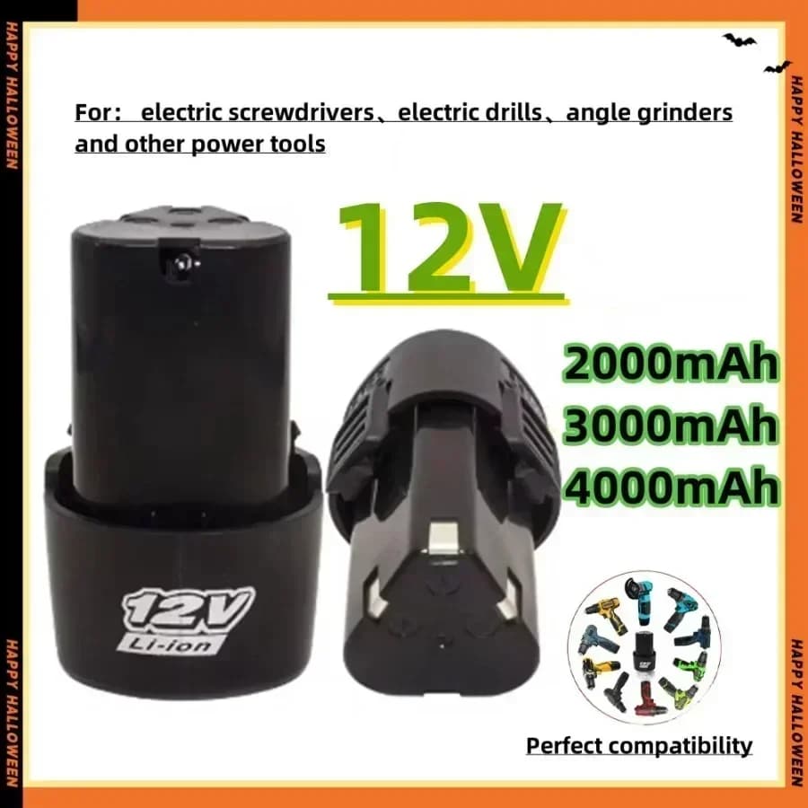 Univerzální dobíjecí lithium-iontová baterie 4000 mAh 12 V pro elektrické šroubováky, vrtačky, mini úhlové brusky a další elektrické nářadí.