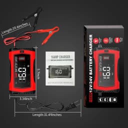 12V/16A 24V/10A nabíječka do auta pro lithiové LiFePO4 olověné baterie 6V 12V 24V AGM gelové RV SUV ATV inteligentní nabíječka a údržbář - náhled 6