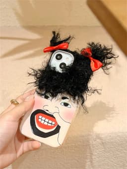 Creative Funny Expression Curly Hair Suitable For 14 Phone Cases iPhone 13 15 Pro Max 12 11 Pro Max