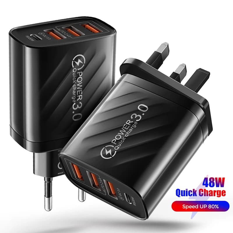 48W USB nabíječka QC3.0 typu C PD rychlé nabíjení pro iPhone 14 Samsung Huawei Xiaomi mobilní telefon EU/US/UK zástrčka nabíječka do zásuvky adaptér