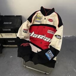 Vintage závodní bunda pro ženy, nadměrné velikosti, korejské streetwear motocyklové hip hopové motocyklové bundy, dámské párování baseballu - náhled 2