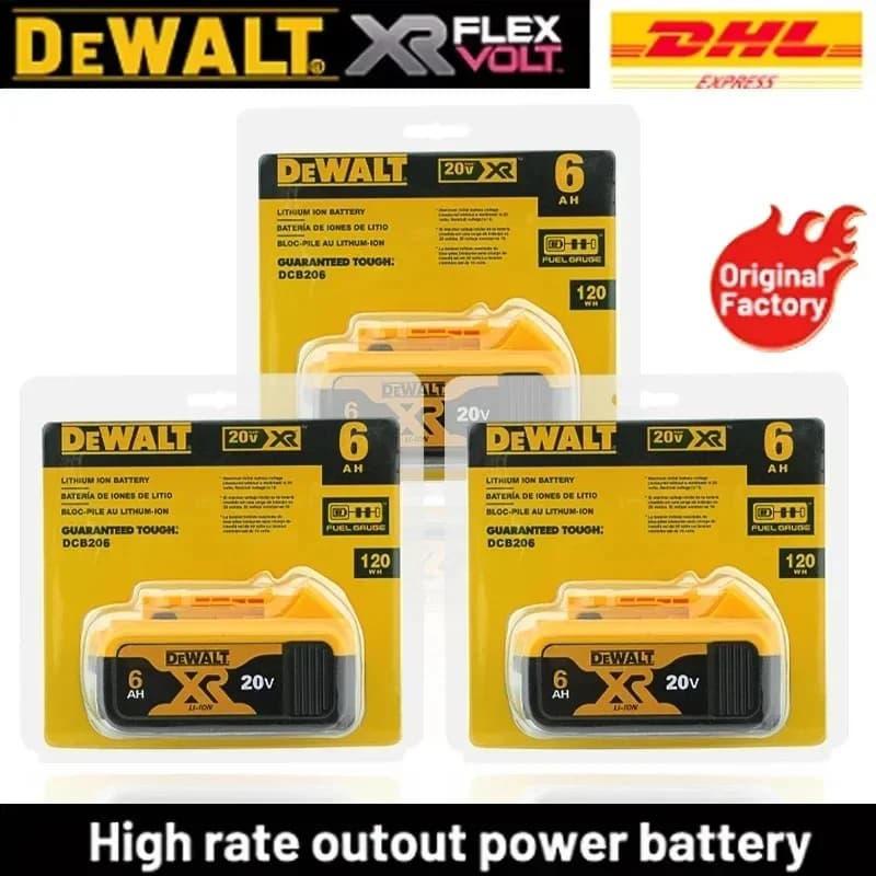 100% originální 20V 6,0Ah MAX baterie náhrada za elektrické nářadí DeWalt DCB184 DCB181 DCB182 DCB200 20V 5A 6A 18V 20V baterie.