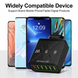 65W 6portová USB nabíječka Rychlonabíjecí adaptér pro telefon pro iPhone Samsung Xiaomi EU/US/UK/KR Rychlonabíječka do zásuvky - náhled 6