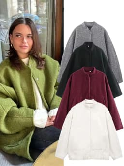 HH 2025 Women's Winter Street Jacket Solid Color Pocket Single-Breasted Jacket Women's Versatile Cas
