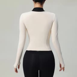Dívčí sportovní oblečení s dlouhým rukávem, běžecká sportovní bunda, úzká cvičební bunda s rukávem na zip, top jóga bundy pro ženy - náhled 2