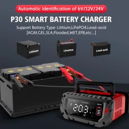 HTRC 30A/26A 6V/12V/24V nabíječka autobaterií pro motocykly s olověnými, SLA gelovými lithiovými LiFePo4 bateriemi, přenosná inteligentní nabíječka - náhled 3
