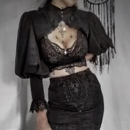 Lace Gothic Black Short Steampunk Crop Jacket Kawaii Vintage Gorgeous Palace Blouse Women Party Bole