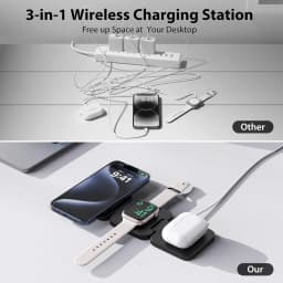 Rychlá bezdrátová nabíječka s magnetickou skládací technologií 3 v 1 pro iPhone 16/15/14/13/12 Apple Watch 10/9/8/7/6/5/4/3/SE Airpods 3/2/Pro - náhled 3