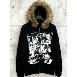 Subculture Coats with Hooded Female Gothic Harajuku Jackets Y2k American Vintage Black Faux Fur Swea