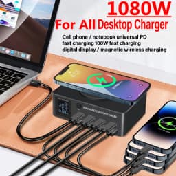 1080W GaN USB C nabíječka 8-portová stolní nabíječka typu C 330W PD3.0 PPS QC3.0 rychlé nabíjení pro MacBook Tablet Samsung iPhone 15 16 - náhled 5