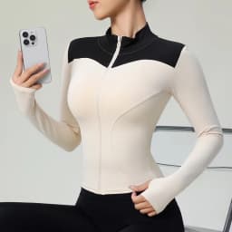 Dívčí sportovní oblečení s dlouhým rukávem, běžecká sportovní bunda, úzká cvičební bunda s rukávem na zip, top jóga bundy pro ženy - náhled 5