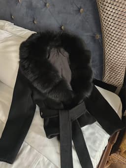 Patchwork Fur V-Neck Lace up Coat Woman Solid Color Long Sleeves Loose Warm Coats Luxury Chic Women'