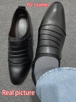 Klasické pánské nazouvací boty z PU kůže špičatý nos formální business casual svatba plus vel. - náhled 6