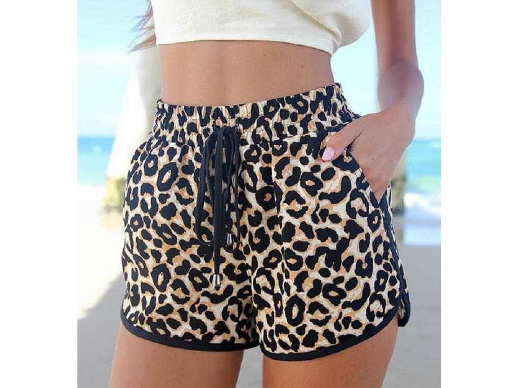 Dámské leopardí pohodlné kraťásky, šortky