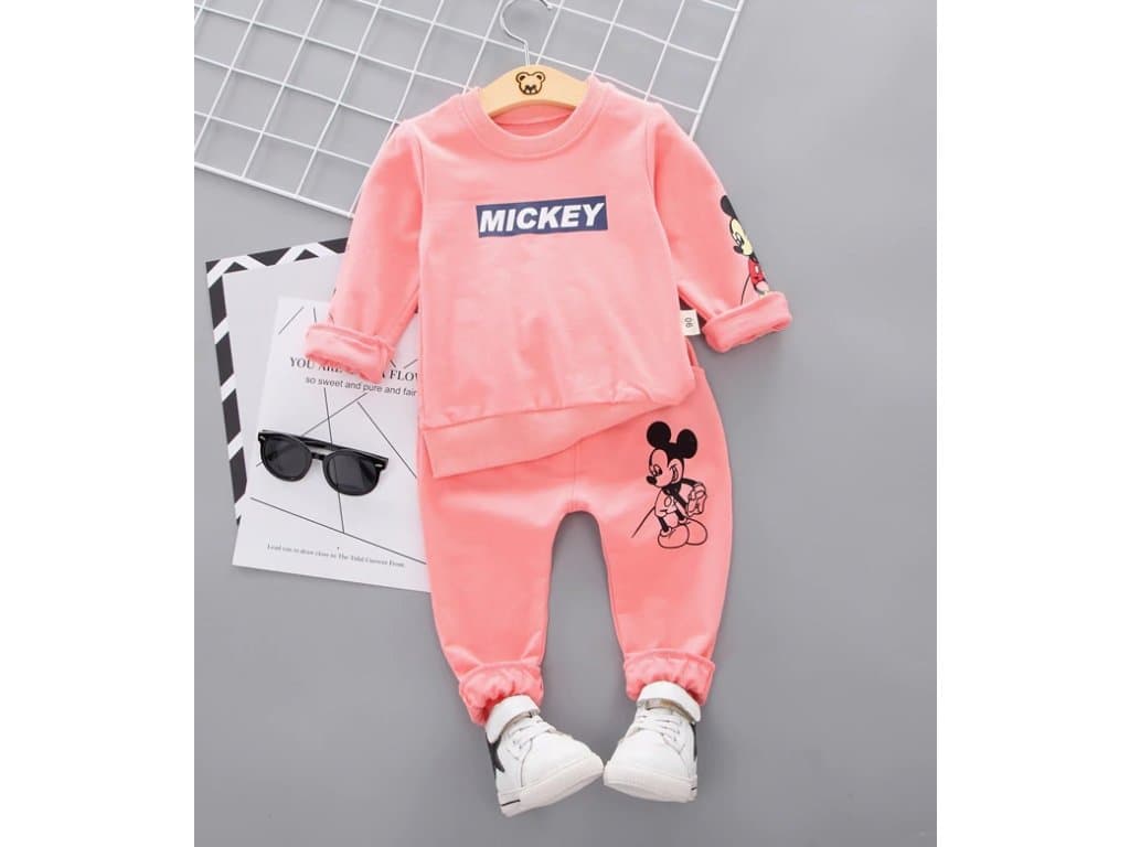 Dětský set mikina a tepláky - Mickey mouse růžový