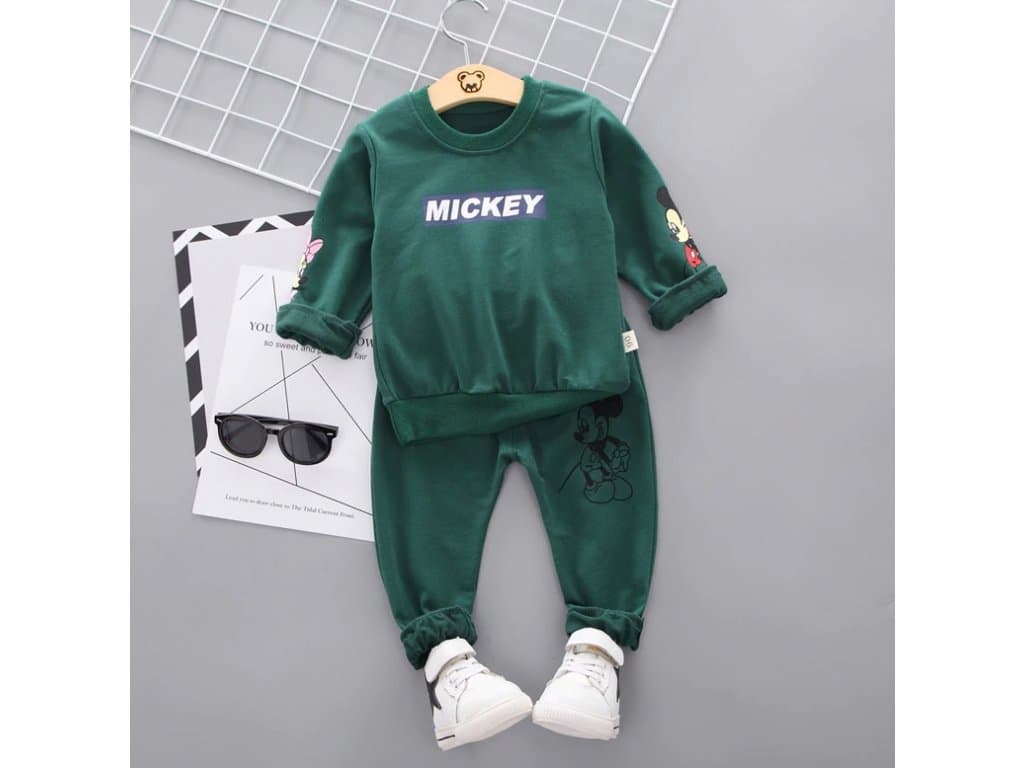 Dětský set mikina a tepláky - Mickey mouse zelený