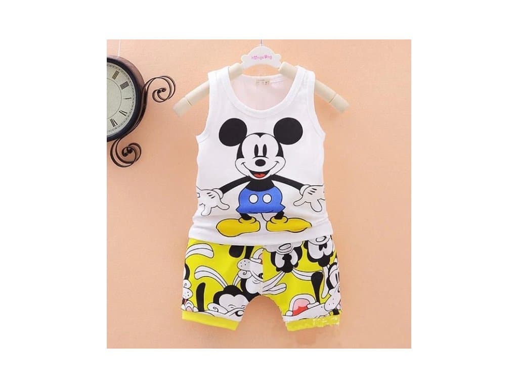 Dětský set Tílko a kraťasy - Mickey mouse žlutý