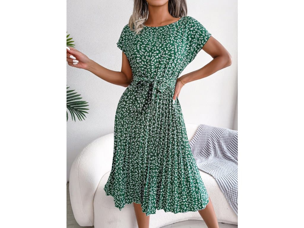 Květinové Dlouhé šaty Dámské Jaro Léto zelené