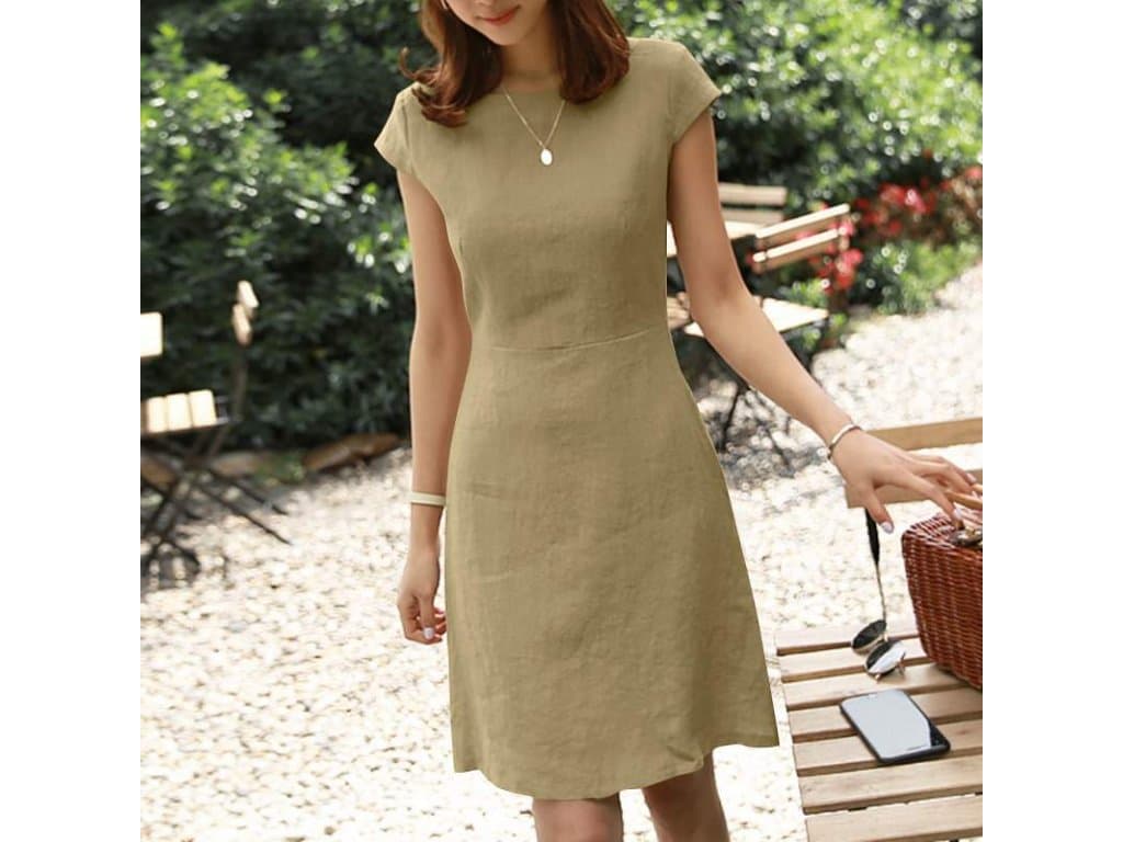 Letní jednobarevné midi šaty Dámské zelené