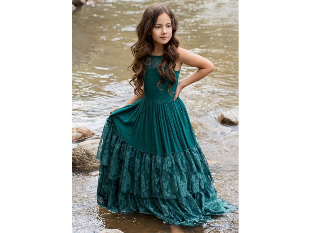 Letní Dívčí Krajka Princezna šaty Neon