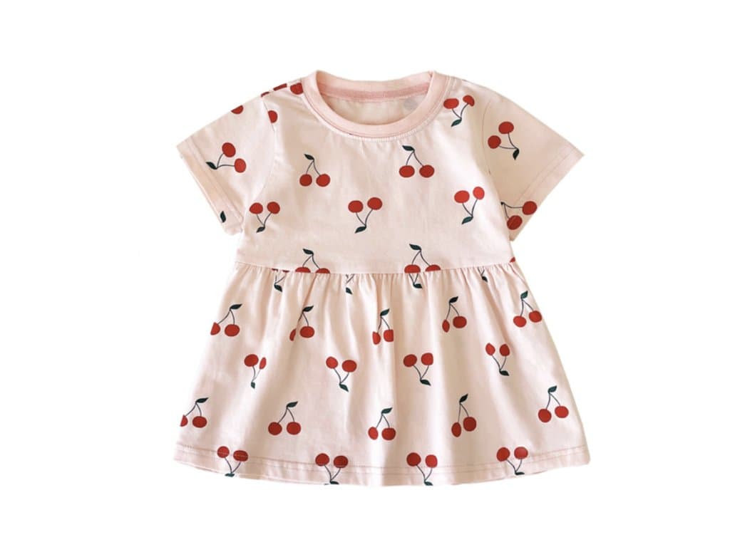 letní kojenecké šaty s krátkým rukávem třešně