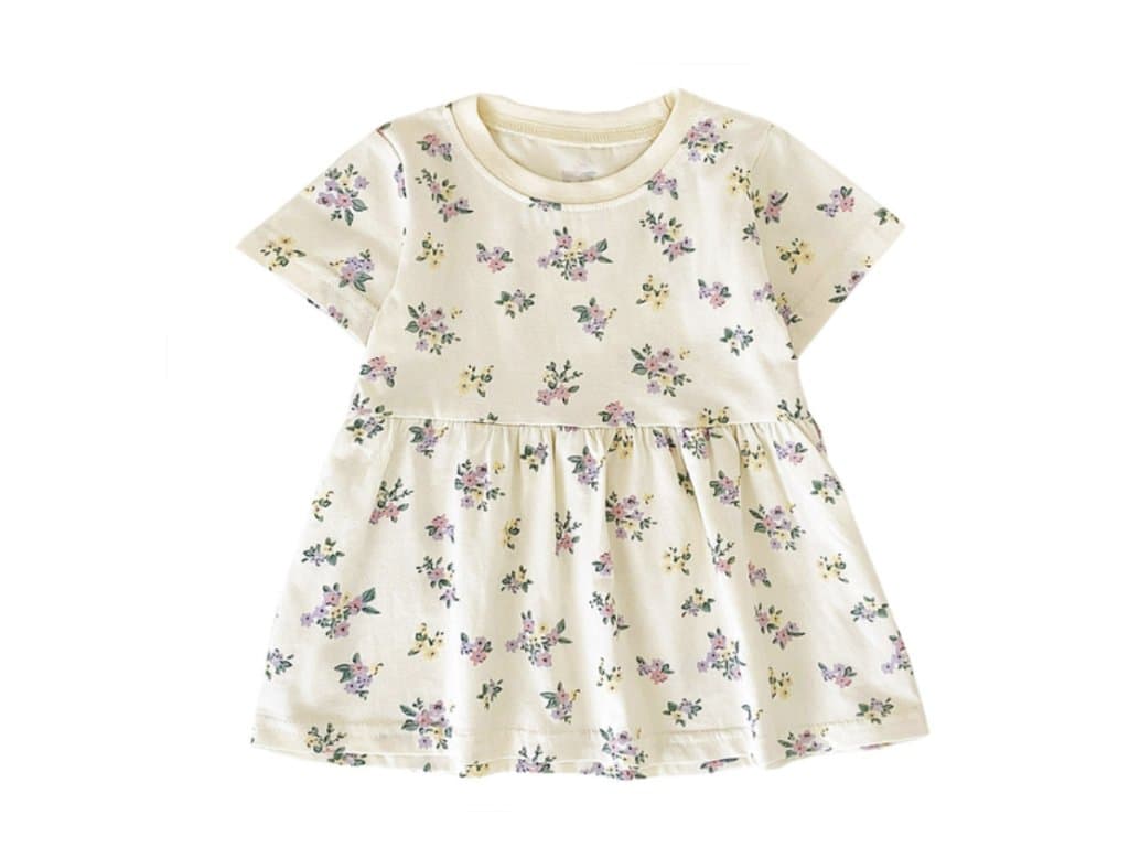 letní kojenecké šaty s krátkým rukávem kytičky