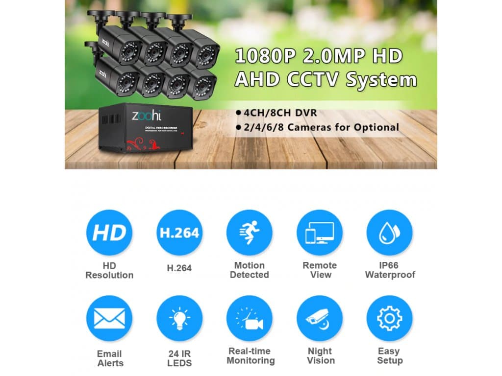 1080P Bezpečnostní Venkovní kamerový systém Wifi 4x Kamera sledovací systém HDD P2P HDMI