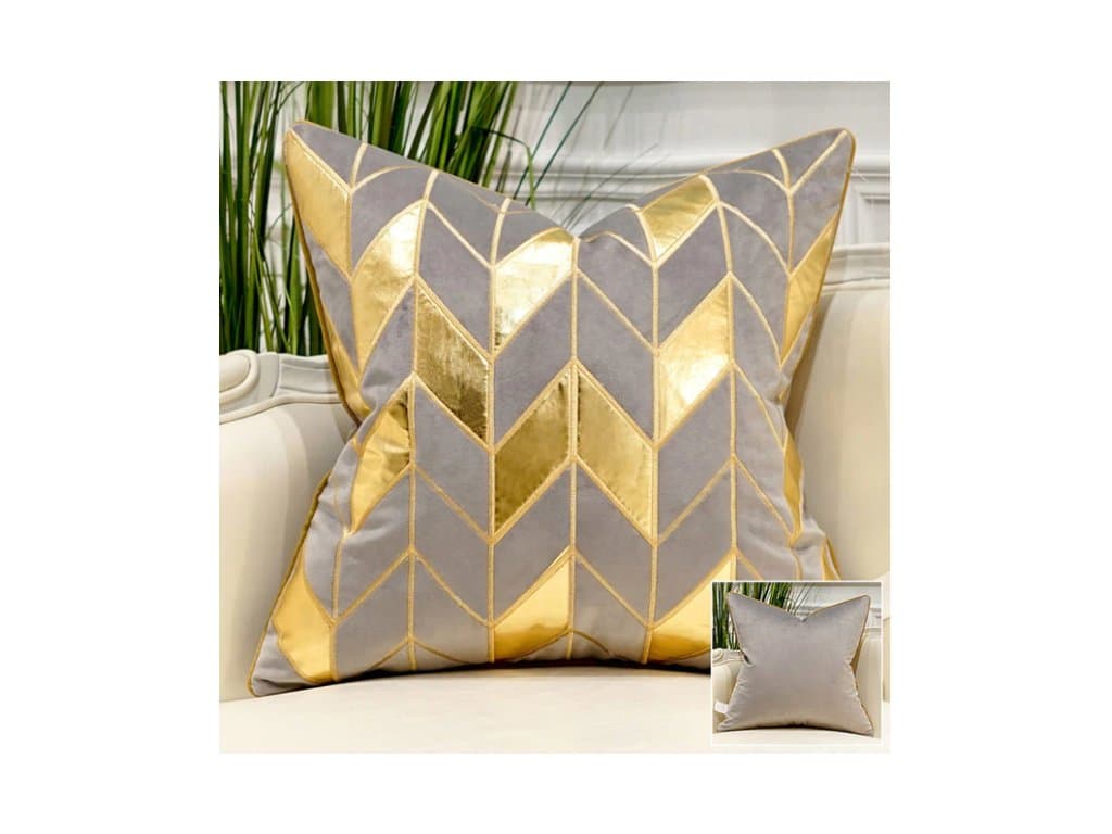 Luxusní povlak na polštář vyšívaný zlatý 45x45 typ 9