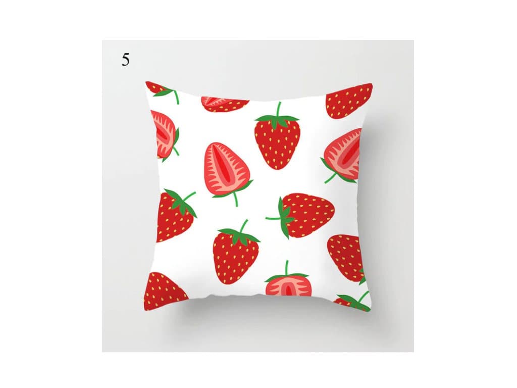 Růžový Povlak na polštář Severský styl 45x45 jahody velké