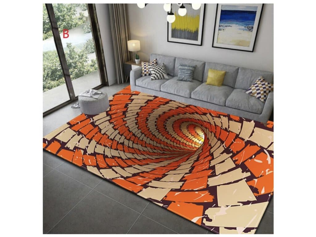 Rohožka Podložka na podlahu 3D iluze oranžová