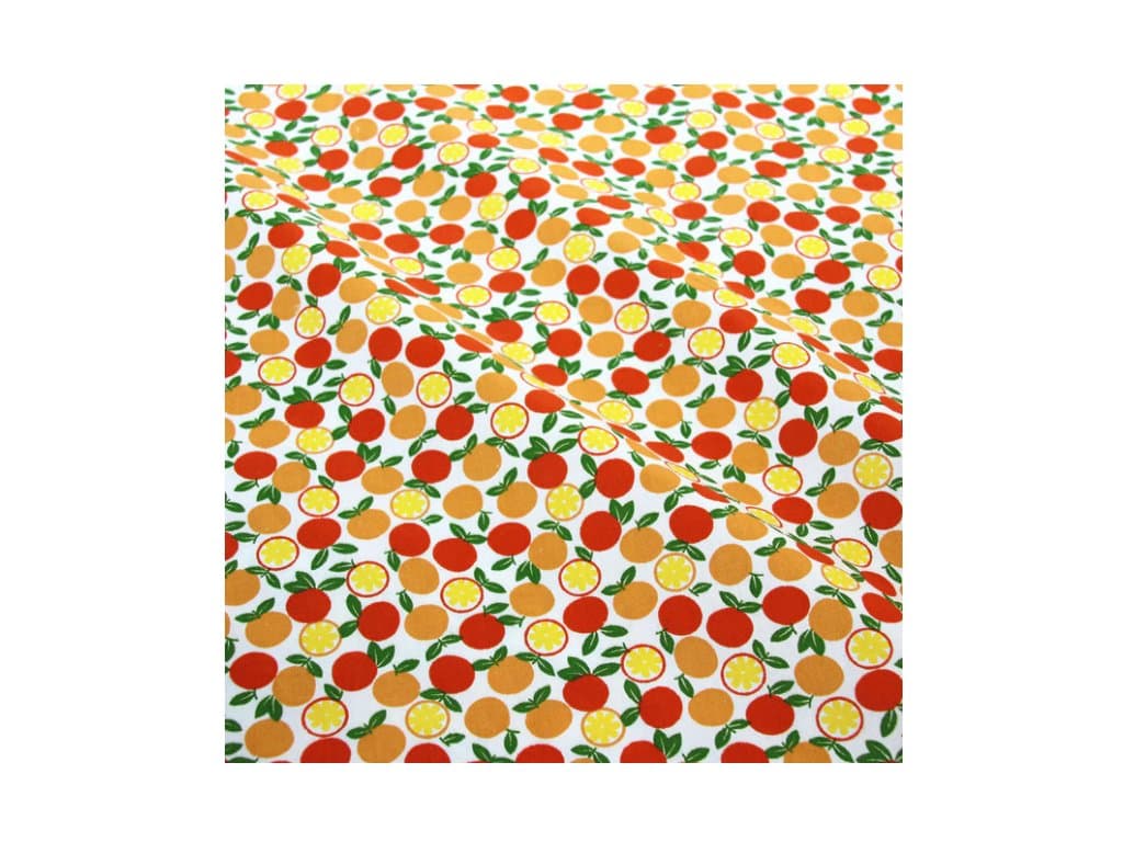 Keprová bavlněná látka tkanina na šití ovocný vzor